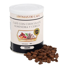 Coffee beans with chocolate, almond and cherry